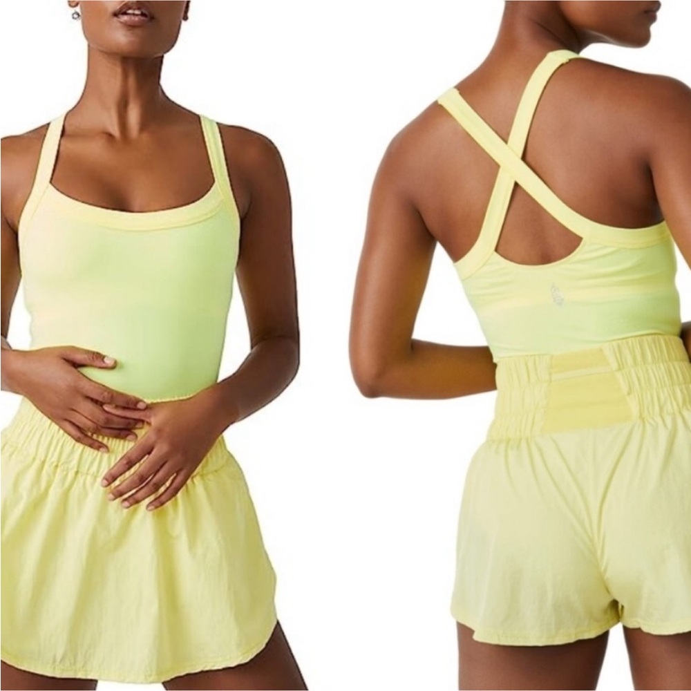 Yellow free people romper.